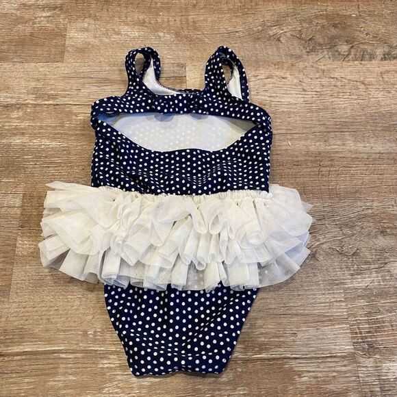 Cat & Jack Tutu Swimsuit Navy White Polka Dot One Piece Swimwear Size 2T - Picture 6 of 9